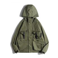 Unisex GOPUDO GS1357 Outdoor Hooded Windbreaker - Mountain Style 3XL kariškai žalia