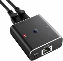 2-Port 2.5G/5G Network Switch, RJ45 Manual Push-Button Switcher 10/100/1000/10000Mbps, 2-in-1-out or 1-in-2-out Bidirectional, Physical Isolation