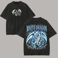 Yu Gi Oh Blue-Eyes White Dragon Manga T Shirt Vintage Washed Oversized T-shirt High Quality Cotton Streetwear Men Women Clothing 4XL gray