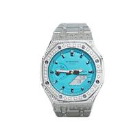 CASIO Unisex skystųjų kristalų/analoginis dvigubo ekrano serijos mėlynas laikrodis GA-2100SKE-7A Tiffany Blue Star Diamond Silver Steel blue