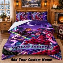 Miraculous Ladybug Custom Name 3Pcs Bedding Set 1 Bed Sheet 2 Pillowcases Bedroom Home Decor 140cmx200cm