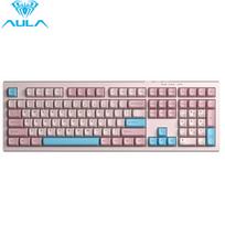 AULA S102 Wired Silent Membrane Gaming Keyboard 108 Keys Full Size with Number Pad Creamy Silicone Structure RGB Backlit rožinė