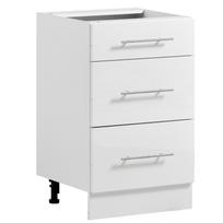 VEVOR Balta „Shaker“ stiliaus apatinė spintelė, paruošta surinkti 50cmP Nesurinkta spintelė, 500x475x815 mm(P x S x A), su 3 stalčiais, švelnaus uždarymo furnitūra 47.5 x 50 x 81.5 cm
