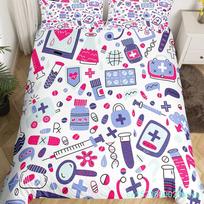 Nurse Gifts For Women,Nursing Bedding Set Cartoon Sketch Cute Comforter Cover,Nurse Accessories For Work Nurse King Duvet Cover EU single(135x200cm) gray