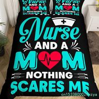 Nurse Gifts For Women,Nursing Bedding Set Cartoon Sketch Cute Comforter Cover,Nurse Accessories For Work Nurse King Duvet Cover EU single(135x200cm) blue