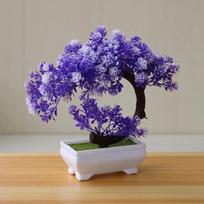Artificial Plants Bonsai Simulated Tree Potted Fake Flowers Table Porch Potted Ornaments Home Wedding Decor Housewarming Gift violetinė