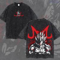 Vintage Wash T-shirt Mens Kids Womens, Oversized Vegeta Graphic Tee, Anime Streetwear for Vegeta Fan 150 black