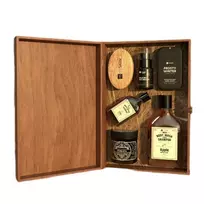 HISKIN_SET Gentleman Classic Whisky kūno prausiklis, plaukų ir barzdos šampūnas 3in1 Apple 330ml + Whisky kūno prausiklis, plaukų ir barzdos šampūnas 3in1 Fire 100ml + antibakterinis purškiklis 30ml + barzdos aliejus 30ml + barzdos ir plaukų pomada