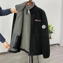 Vyriškas dvipusis šiltas striukė su fliso pamušalu rudeniui/žiemai, laisvalaikio, oversized XS juoda