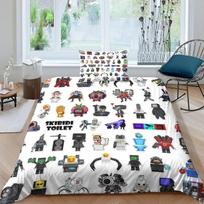 Skibidi Toilet Quilt Cover Game Arale Kids Bedding Set Boys Girls Duvet Cover Child Bedroom Bedclothes Pillowcase Birthday Gift EU Single 135*200cm/53x79in 3pcs gray