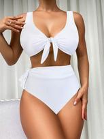 Sexy Micro Bikini Sets Swimwear Women 2026 Solid V-neck Two Piece Swimsuit Beach Swimming Bathing Suit Monokini Biquini Outing XL balta