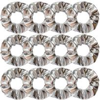 12pcs 11cm Shiny Metallic Scrunchies Hair Ties Elastic Band for Women Gym Dance Cheerleading Softball Volleyball Baseball Team gray