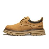 Jeep Outdoor Casual Versatile Comfortable Trendy Low-Top Breathable Wear-Resistant Round-Toe Fabric Hiking Sports Climbing Boots Men boots P231M05011 45 brown