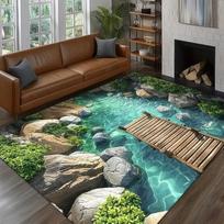 3D Žuvų tvenkinio kilimas Svetainės Vaikų kambario kilimas Virtuvės kilimas Grindų kilimas Namų Vonios kambario kilimas Žvejų entuziastas 40x60cm