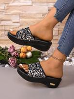 Women's Fashion Summer Platform Wedge Slides 35 sidabras