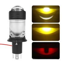 H4 Bi LED Projector Lens LED Car Headlight Bulbs 6000k IP67 Turbo Bulb H4 STG PTF Dual High Low Beam Lights Plug&Play 12V NEW W/Y+Red Demon Eyes-1pc black