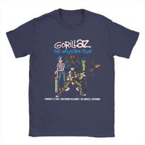 Novelty Gorillaz The Mountain Tour T-Shirt for Men Women O Neck Pure Cotton T Shirt Short Sleeve Tees Clothes S gray