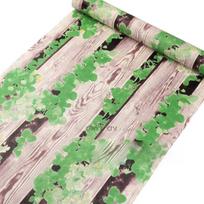 HaoHome Faux Wood and Green Leaf Peel and Stick Removable Wallpaper Leaf and Wood Plank Self Adhesive Wallpaper Vinyl Film 3mx45cm beige
