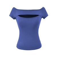 Spicy One-Shoulder Crop Top with Chest Pads - European & American Summer Style Medium karališkos mėlynos spalvos