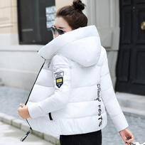 Žieminė moteriška pūkinė medvilnė Parka trumpo kailio apykakle su gobtuvu paltas dygsniuotas striukė 5XL balta