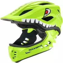 „Rockbros TT-32004 Shark“ vaikų šalmas su nuimamu apatiniu skydeliu, dydis M (54–58) – žalias