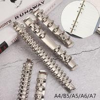 A4/B5/A5/A6/A7 DIY Stationery Metal Refillable Accessory Binder Clip Loose-leaf File Folder Ring Binder Notebook Binding Hoops -A7-6 rings gray