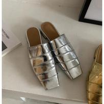 Footwear Shoes Slides Elegant Women Pumps Shoes New in New Fashion Square Head Slippers Low Heels Shoes Female Slip on Mules 38 sidabras