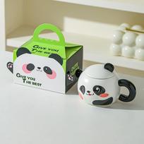 Premium Creative Panda Water Cup Mug Home Office Ceramic Cup Gift Cartoon Breakfast Cup Souvenir Strong Strong 301-400ml white