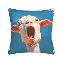 Screaming Goat Funny Meme Pillow Cover Funny Pillow Case For Sofa Home Decor Comfy Pillowcases Gift Peach skin 30*30(CM)-1Pcs