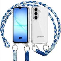 Coque pour Samsung Galaxy A17 4G/5G, Protection Solide Transparente avec Bandoulière Bleue balta