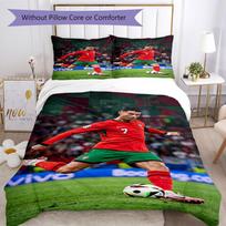 Cristiano Ronaldo Bedding Set Breathable Duvet Cover with Pillowcases Decorative Bed Linen for Bedroom Home Decoration Birthday Gift 135cmx200cm