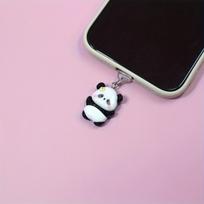 Žavingas pandos telefono pakabukas: Mielas juodai baltas panda su gėle, saugo jūsų telefoną nuo dulkių For Typec gray