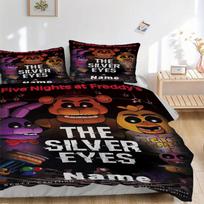 Custom Textile FNAF: Silver Eyes Bedding 3 Piece Set HD Print Duvet Cover Pillowcases for Teens Adult Bedroom Decoration 135cmx200cm black