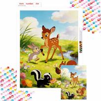 Disney diamond painting handmade diy mosaic Bambi Thumper Flower cartoon character rhinestone kit home decoration gift Round 20x30cm blue