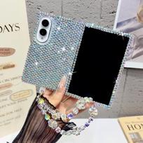 Prabangus pilno blizgučio deimantų grandinėlės telefono dėklas, skirtas Samsung Galaxy Fold8 Fold 8, platus, atsparus smūgiams, plonas, odos pojūčio dėklas Galaxy Z Fold 8 gray