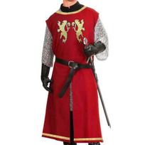 Viduramžių Helovino riterio tabardas Cosplay kostiumas Vikingų berankovė raudona tunika Siuvinys Liūto širdies karys Suknelė Renesanso LARP L raudona