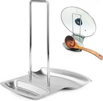 Stainless Steel Kitchen Pan Lid Holder and Spoon Rest Cookware Organizer Desktop Uncluttered Solution Space Saving Racks sidabras
