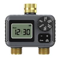 Dviejų zonų lauko vandens valdymo vožtuvai BSP 3/4” žalvarinis jungiamasis elementas LCD ekranas Atsparūs korozijai vandens paskirstymo vožtuvai 1 black