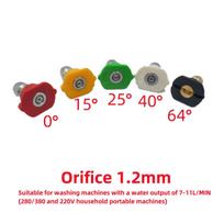 High-pressure Car Wash Water Gun Nozzle 1/4 Quick Plug Fan-shaped Gun Head 0/15/25/40/64 Degree Nozzle 1/1.2/1.4/1.6/2mm Orifice gray