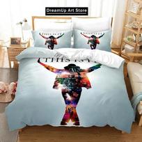 3D Print Michael Jackson Bedding Set Boys Girls Twin Queen Size Duvet Cover Pillowcase Bed Kids Adult Home Textileextile EU Single 135*200cm/53x79in 3pcs white