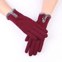Women's Warm Gloves In Winter No Down  Screen Thick Down Cold Proof Gloves One Size raudona