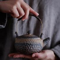 230ml Japanese Style Gilded Ceramic Teapot with Handle Vintage Kung Fu Tea Set auksas