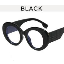 Retro Yellow Stripe Anti Blue Light Glasses Women Luxury Large Round Frame Transparent Eyewear black