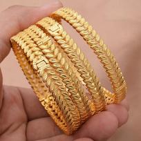 24k 4pcs/Lot Dubai Wedding Bangles For Women Ethiopian Jewelry Gold Color Indian Bangles Bracelets Women Birthday Jewelry Gifts beige