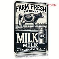 Vintage Farm Fresh Milk Tin Sign  Rustic Cow  Milk Jug Metal Wall Art Durable Iron Retro Decor for Home Cafe Garage Farm 20x30cm（7.8x11.8inch） gray