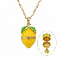 Strawberry Locket Pendant Necklace Lemon Glazed Fruit Choker Sweet Enamel Necklace  Birthday Gift Lemon yellow