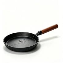 20/23/26Cm Non-Stick Cast Iron Pan For Making Vietnamese Frying Pancakes And Eggs Safe Heat-Insulated Wooden Handle A1 black