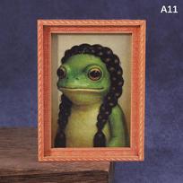 Funny Frog Fridge Magnets Wood Mini Decor With Charming Frog Home Decor Gift Holiday Present Picture Frame Refrigerator Magnet A11 brown