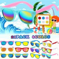 12 vnt./ rinkinys 6 spalvų vaikiški akiniai nuo saulės Madingi berniukų ir mergaičių lauko akiniai nuo saulės UV apsauga 400 12pcs blue