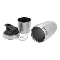 Protein Shaker Bottle with Scale Portable Stainless Steel Double Section Shaker Bottle for Gym Lovers Teenagers gray